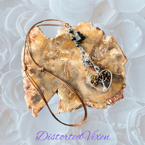 Dragonheart Pyre Necklace, Tiger's Eye Crystal, Hematite Grounding Beads, Witchy